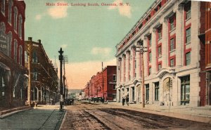 Vintage Postcard Main Street Looking South Oneonta New York NY Albany News Pub.