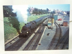 80085 Steam Locomotive Leaving Swanage Station for Wareham Vtg Postcard Aug 1965