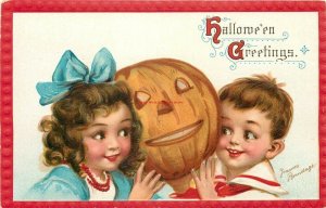 Halloween, Children Holding JOL, Frances Brundage No. 120