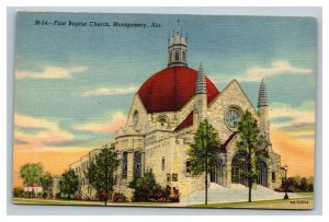 Vintage 1940's Postcard First Baptist Church S. Perry St. Montgomery Alabama