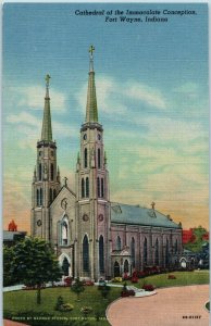 Cathedral of the Immaculate Conception Fort Wayne Indiana Postcard