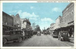 Tarpon Springs FL Street Scene Cars & Stores c1920 Postcard