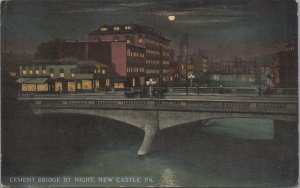 Postcard Cement Bridge By Night New Castle PA