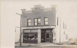 DS1/ Kent City Michigan RPPC Postcard c1910 Perham Drugs Paint Store 323