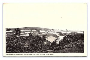 Postcard Bird's-Eye View Sanitary Train Qtrs. Camp Devens Ayer Mass. U. S. Army