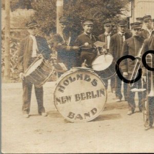 Real Photo Holmes New Berlin Brass Band at New Berlin Chenango NY RPPC RP H59 