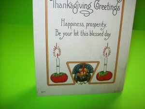 Thanksgiving Postcard Vintage Embossed Series 9077 Bergman Unused 1913 Creased