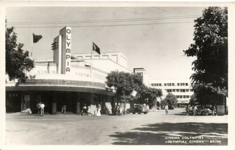 PC CPA MOZAMBIQUE, BEIRA, CINEMA OLYMPIA, Vintage REAL PHOTO Postcard (b26747)