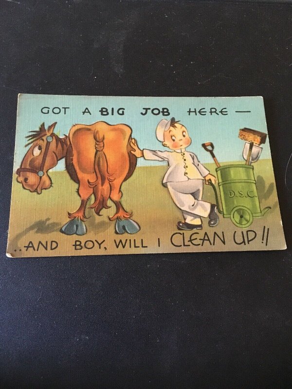 Vintage Postcard -  Got A Big Job Here- And Boy Will I clean up  , Humor