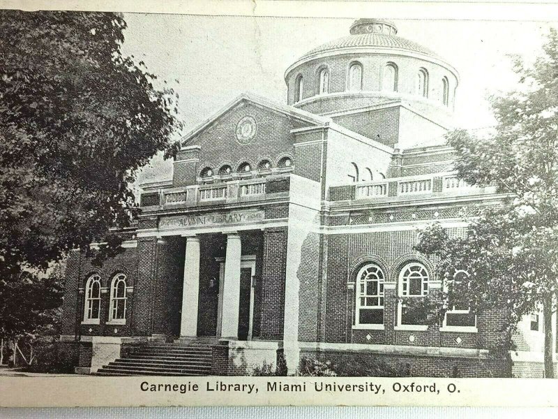 Vintage Postcard 1920 Carnegie Library Miami University Oxford OH Ohio 