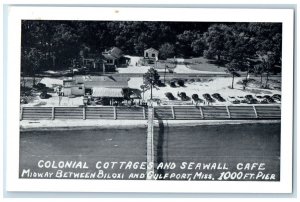 c1940 Colonial Cottages Seawall Cafe Midway Biloxi Gulfport Mississippi Postcard