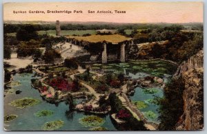 Vtg San Antonio Texas TX Sunken Gardens Brackenridge Park Hand Colored Postcard