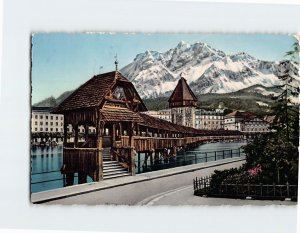 Postcard Kapellbrücke und Pilatus Lucerne Switzerland