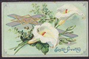 Easter Greeting,Cross,Flowers,Tuck's Postcard