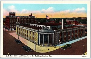 VINTAGE POSTCARD U.S. POST OFFICE AND OHIO POWER COMPANY BUILDING AT CANTON OHIO