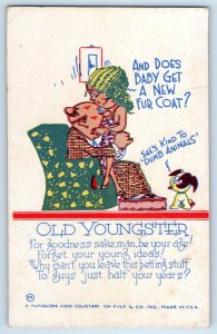 Risque Humor Old Youngster Poem And Does Baby Get A New Fur Coat Postcard