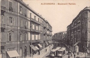 Egypt Alexandria Boulevard Ramleh Trams vintage postcard