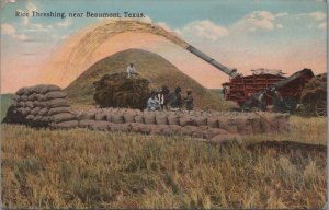 Postcard Farming Rice Threshing Near Beaumont Texas TX