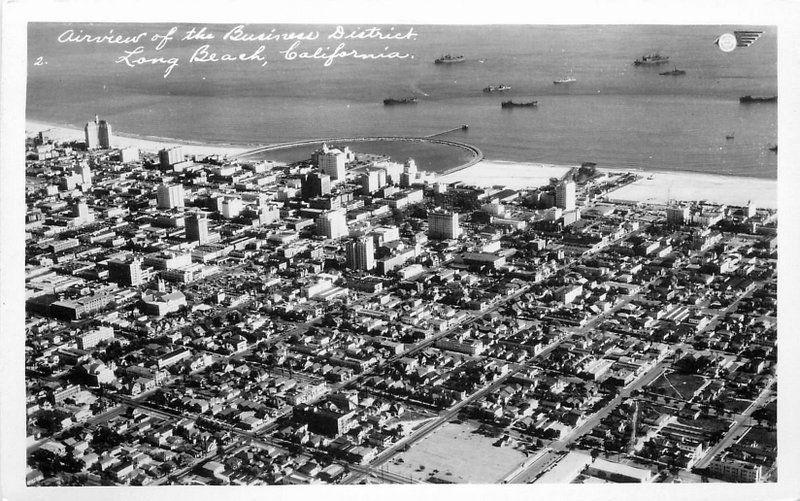 Airview Business District 1940s Long Beach California RPPC real photo 8490