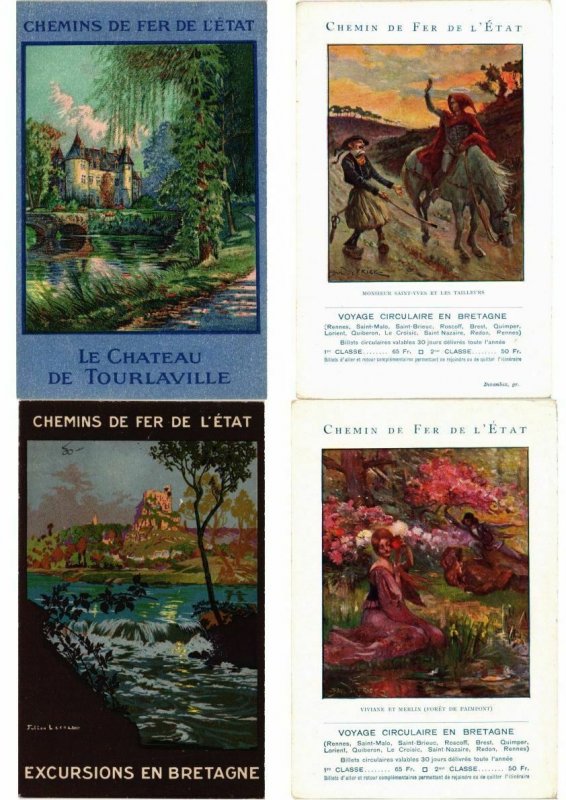 ADVERTISING TRAINS, CHEMIN DE FER POSTER STYLE 15 Vintage Postcards (L2737)