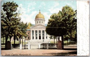 1906 State Capitol Montpelier Vermont Roadway Trees In Entrance Posted Postcard