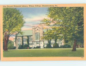 Unused Linen LIBRARY AT WILSON COLLEGE Chambersburg Pennsylvania PA hs2212