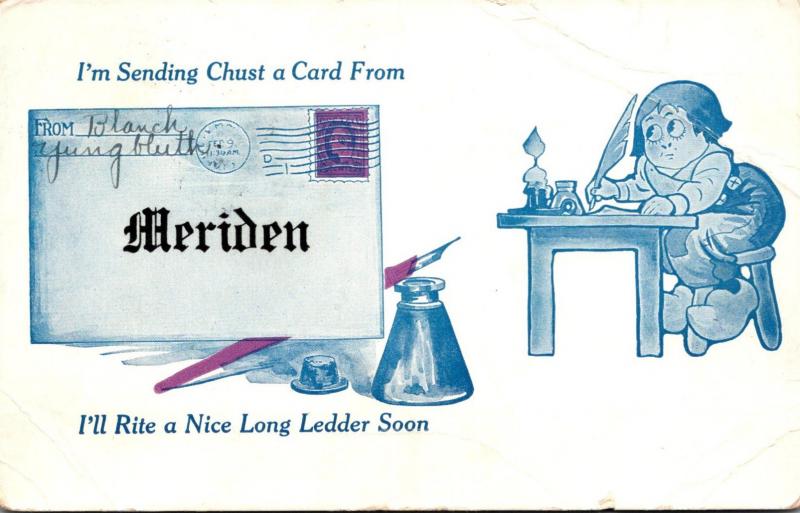 Iowa Meriden Dutch Boy I'm Sending Chust A Card 1913