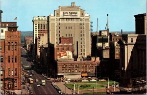 Vtg Omaha Nebraska NE Skyline View Service Life Building Storz Beer Postcard