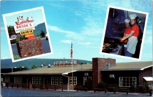 Vtg Oneonta New York NY Brooks House of Bar-B-Q Family Restaurant Postcard