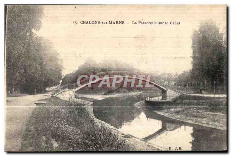 Old Postcard Chalons sur Marne Gateway Canal