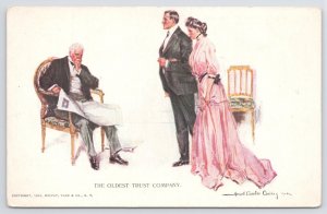 Artist Howard Chandler Christy~The Oldest Trust Company~Couple Before Dad~Vtg PC