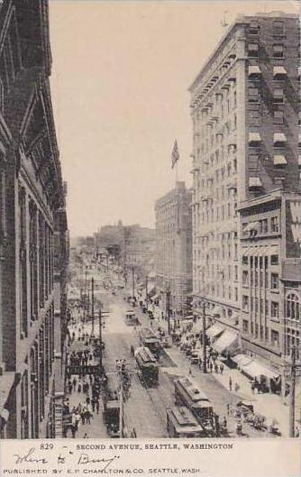 Washington Seattle Second Avenue 1907 Trolleys