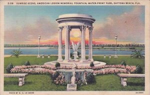 Florida Daytona Beach Sunrise Scene American Legion Memorial Fountain Water F...