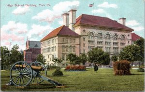 Postcard PA York - High School building