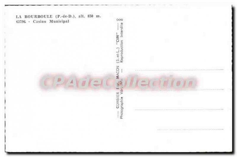 Old Postcard La Bourboule Casino Municipal