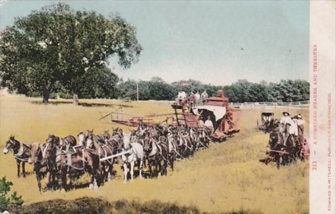 Horse Team With Combined Header and Thresher