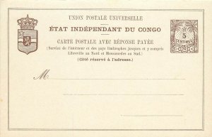 Undivided Back Postal Card Etat Independant du Congo 5 Centimes Unposted Nice