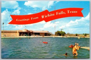 Vtg Wichita Falls Texas TX Westmooreland Public Swimming Pool 1960s Postcard