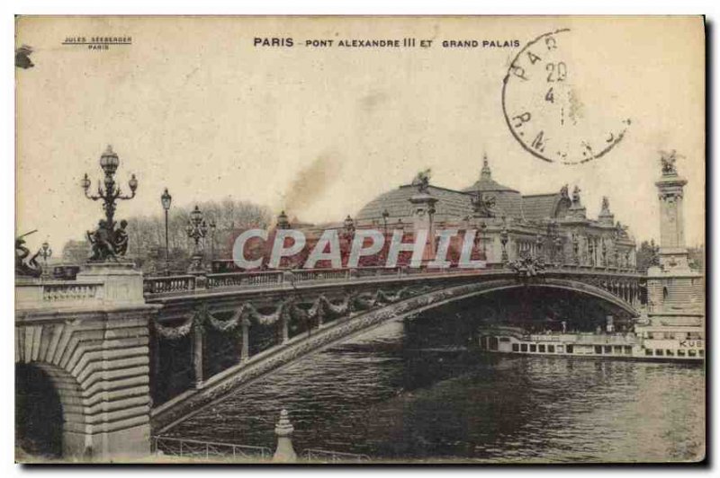 Postcard Old Paris Pont Alexandre III and the Grand Palais