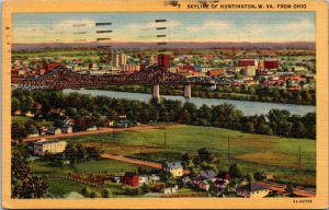 West Virginia Huntington Skyline 1957 Curteich