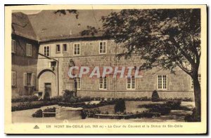 Old Postcard Mont Sainte Odile Convent of the Court and the Statue of Saint O...