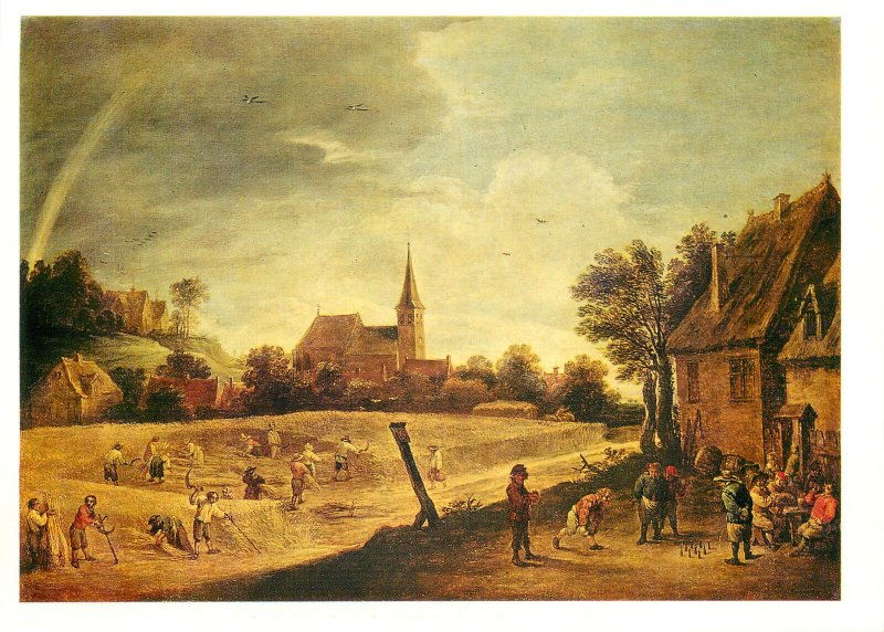 Postcard Art David Teniers the Younger harvesting 1640