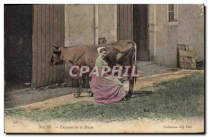 Postcard Old Peasant Folklore Bourg Bresse Cow