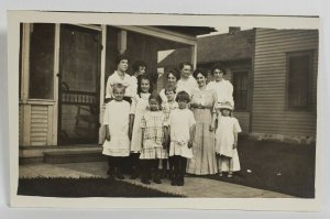 RPPC Older Women Young Girls Children Posing for Photo Postcard R5