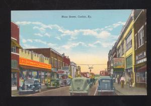 CORBIN KENTUCKY DOWNTOWN MAIN STREET SCENE 1930's CARS VINTAGE POSTCARD