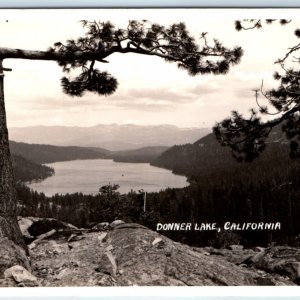 c1930s Donner Lake, CA RPPC Birds Eye Real Photo PC Sierra Nevada Cali Vtg A132