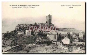 Old Postcard The Mardogne Ruins near Neussargues Dominates the beautiful vall...