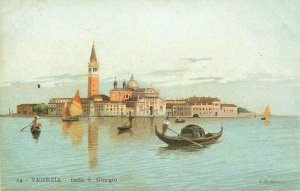 Italy sail & navigation themed postcard Venice Isola San Giorgio covered gondola