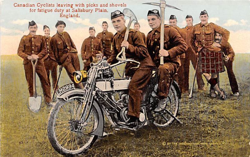 Canadian Cyclist Leaving Picks and Shovels for Fatique Duty Salisbury Plain E...