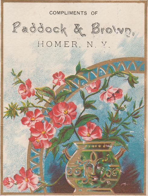 Paddock & Brown Hardware Store - Trade Card, Homer NY, New York